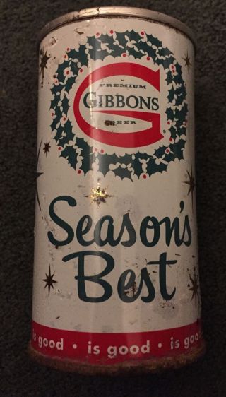 Gibbons Beer Seasons Best Holiday Xmas Zip Top Can Wilkes - Barre Pa Tax Stamp