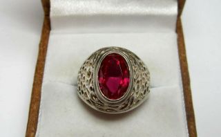 Vintage Russian Soviet Sterling Silver 875 Ring Ruby,  Men 