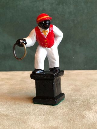 Miniature Solid Cast Lawn Jockey 3 1/2 Inches,  Hard To Find