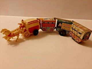 Vtg 1950s Marx Roy Rogers Windup Tin Litho Stagecoach Wagon Train Toy Wild West