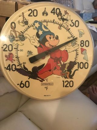 Disney Fantasia Mickey Mouse Vintage 12 " Round Springfield Usa Thermometer