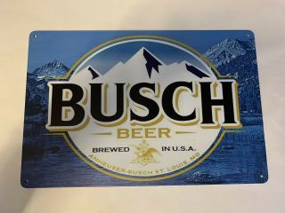Busch Beer Tin Sign Mountains Budweiser Light Outdoors Man Cave Pabst Bud Usa