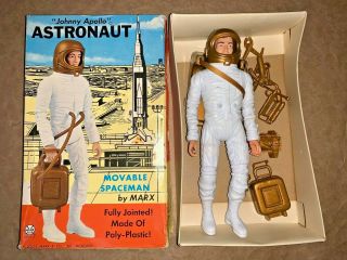 Vintage Marx Johnny Apollo Astronaut Spaceman Toy Action Figure W Acces