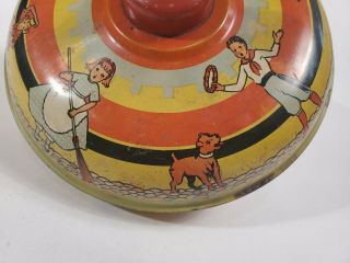 Vintage Ohio Art Company Spinning Tin Top,  Children,  Organ Grinder,  Monkey 3