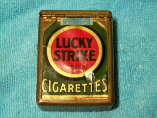 Vintage 1937 Lucky Strike Green Pack In A Hold A Pak Gold Tone Holder Empty