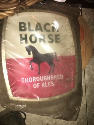 Vintage Black Horse Thoroughbred Of Ales Plastic Beer Advertising Bar Pub Decor