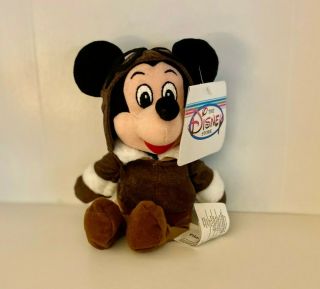 Disney Store Pilot Mickey Mouse Mini Bean Bag Plush
