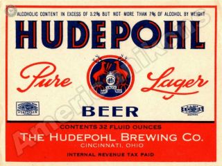 Hudepohl Pure Lager Beer Metal Sign: Hudepohl Brewing - Cincinnati,  Ohio