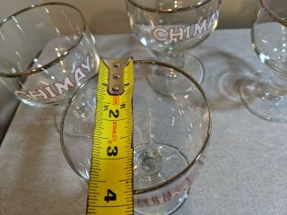 Four (4) Chimay Beer Glasses Silver Rimmed 12oz Belgian Trappist 5 1/4 