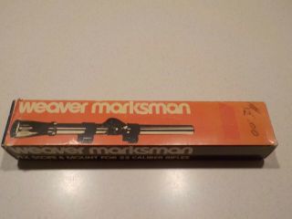 Vintage Weaver Marksman 4x 22 Rifle Scope 3/4 " With Rings