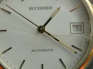 Vintage Bucherer Automatic Wristwatch With Date,  Crack On A Glass