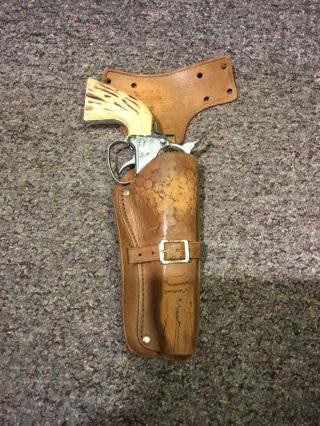 Vtg Mattel Fanner 50 Diecast Toy Cap Gun Pistol W/leather Belt Holster&bullets