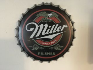 Miller Tin Bottle Cap Sign