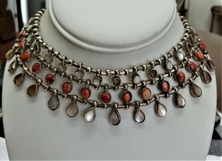 Vintage Designer Ilaria Peru 950 Sterling Silver Mother Pearl Necklace 79 Grams