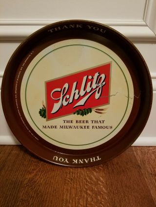 Vintage Schlitz Beer Tray The Beer That Made Milwauker Famous Thank You