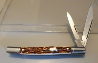 Vintage Colonial Prov Usa Stainless Steel 2 Blade Pocket Knife Staglon Handle.