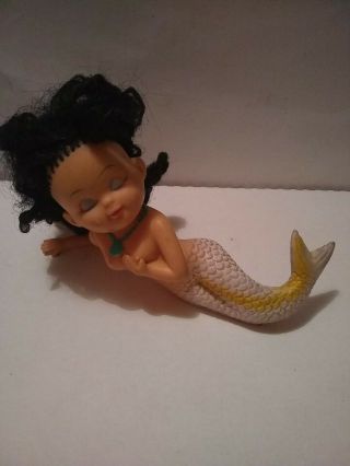 Vtg Rare Mexican Squeaky Toy Sea Mermaid Rubber Doll Squeak Toy Mexico8.  50 " Long