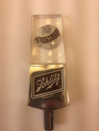 Vintage Schlitz Brewing Globe Clear Lucite Beer Keg Tap Handle