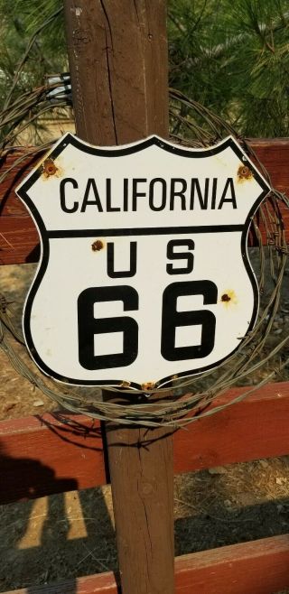 " Old California " 12x12 " Route 66 Vintage Porcelain Steel Road Sign.