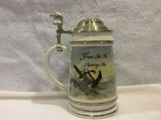 Longton Crown From Sea To Shining Sea Beer Stein With Lid