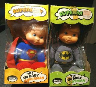 1976 Amsco Baby Pair Superman And Batman In Boxes
