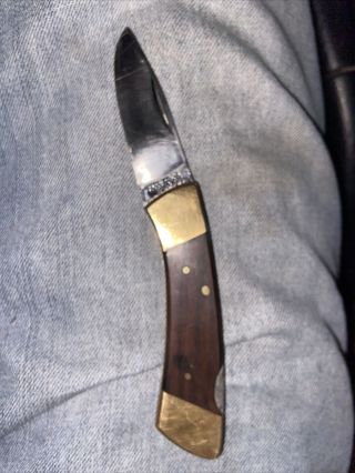 Edge Mark Vintage Adventurer Folding Knife W Sheath 11 - 207 440 - C Stainless Japan