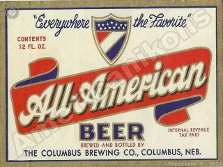 All American Beer Metal Sign: Columbus Brewing - Columbus,  Nebraska