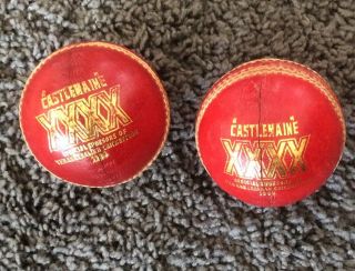Vintage Castlemaine Xxxx Branded Cricket Balls X 2.  1980’s.