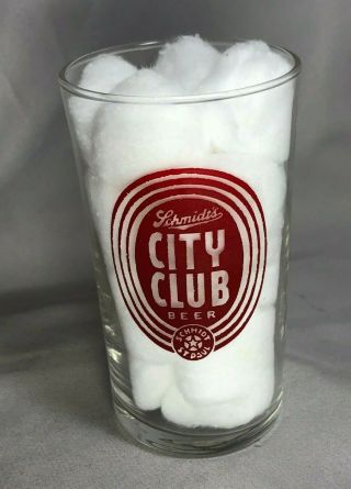 1950s SCHMIDT ' s CITY CLUB BEER Short GLASS Vintage ST PAUL Minnesota 3