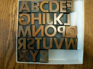 Vintage Wooden Letterpress Printing Block 26 Piece A Thru Z.