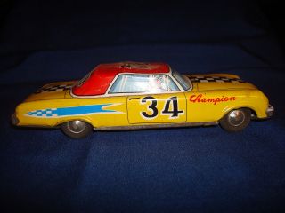 Vintage T.  T Made In Japan Tin Litho 34 Friction Stock Car Race Car Toy