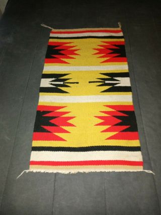 Vintage Navajo Indian Yellow,  Black & Red Wool Rug Designs