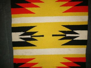 Vintage Navajo Indian Yellow,  Black & Red Wool Rug Designs 3