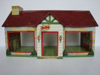 Marx 1952 Pet Shop Play Set / Complete Tin Litho Pet Shop Store Building