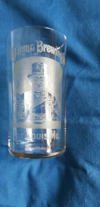 Old Acid Etched Advertising Beer Glass - W J Lemp Brewing Co St Louis Missouri