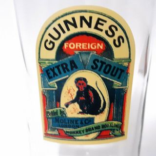 Vintage Guinness Monkey Brand Foreign Extra Stout 16oz Pint Glass Irish