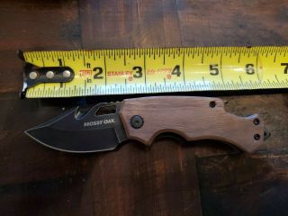 Mossy Oak Mini Folding Pocket Knife,  2 5 " Stainless Steel Blade And Wood Handle.