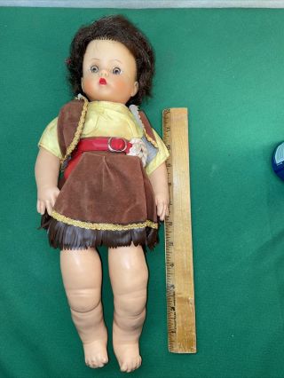 Vtg 40 - 50’s Rubber Dale Evans? Annie Oakley? Cowgirl Outfit Doll Soft Body