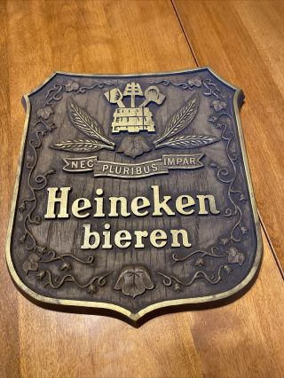 Vintage Heineken Bieren Beer Sign Wall Hanging Shield Plaque Man Cave Bar