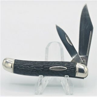 Vintage Imperial Ireland Folding 2 - Blade Pocket Knife Black Jigged Handle Peanut