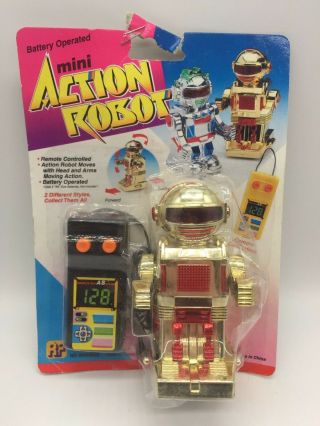 Vintage Toy Mini Action Robot Gold Remote Control Controlled Space Toys 1980 