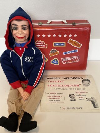 Vintage 1977 Charlie Mccarthy Dummy Ventriloquist Doll W/ Suitcase & Instruction