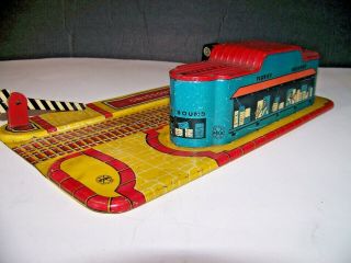 Vintage Marx toys tin Metal litho Union Station train platform terminal crossing 3