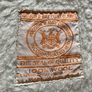 Vintage Hudson Bay 4 Point Full Sz Stripe Cream Wool Blanket FLAW - PLS READ 3