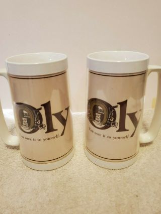 Set Of 2 Vintage,  Thermo - Serv Insulated Beer Mugs,  Oly,  " Olympia ",  Neat