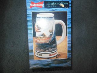 Budweiser Beer - Rainbow Trout,  Handcrafted Ceramic Beer Stein / Mug,  Edition