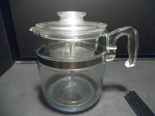 Pyrex Percolator Coffee Pot Vintage Flameware 9 - Cup Glass 7759 Pump Stem Basket