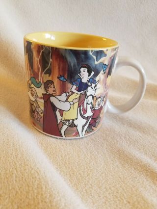 Vintage Disney Cup Mug Snow White & Seven Dwarfs Forest Animals Prince Horse