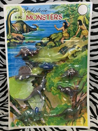 Marx?? Prehistoric Monsters Dinosaur 9 - Pc Toy Set Vintage 1960 