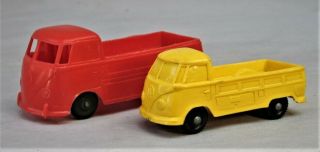 2 Vintage Vw Toy Pick Up Trucks - - Plastic & Rubber